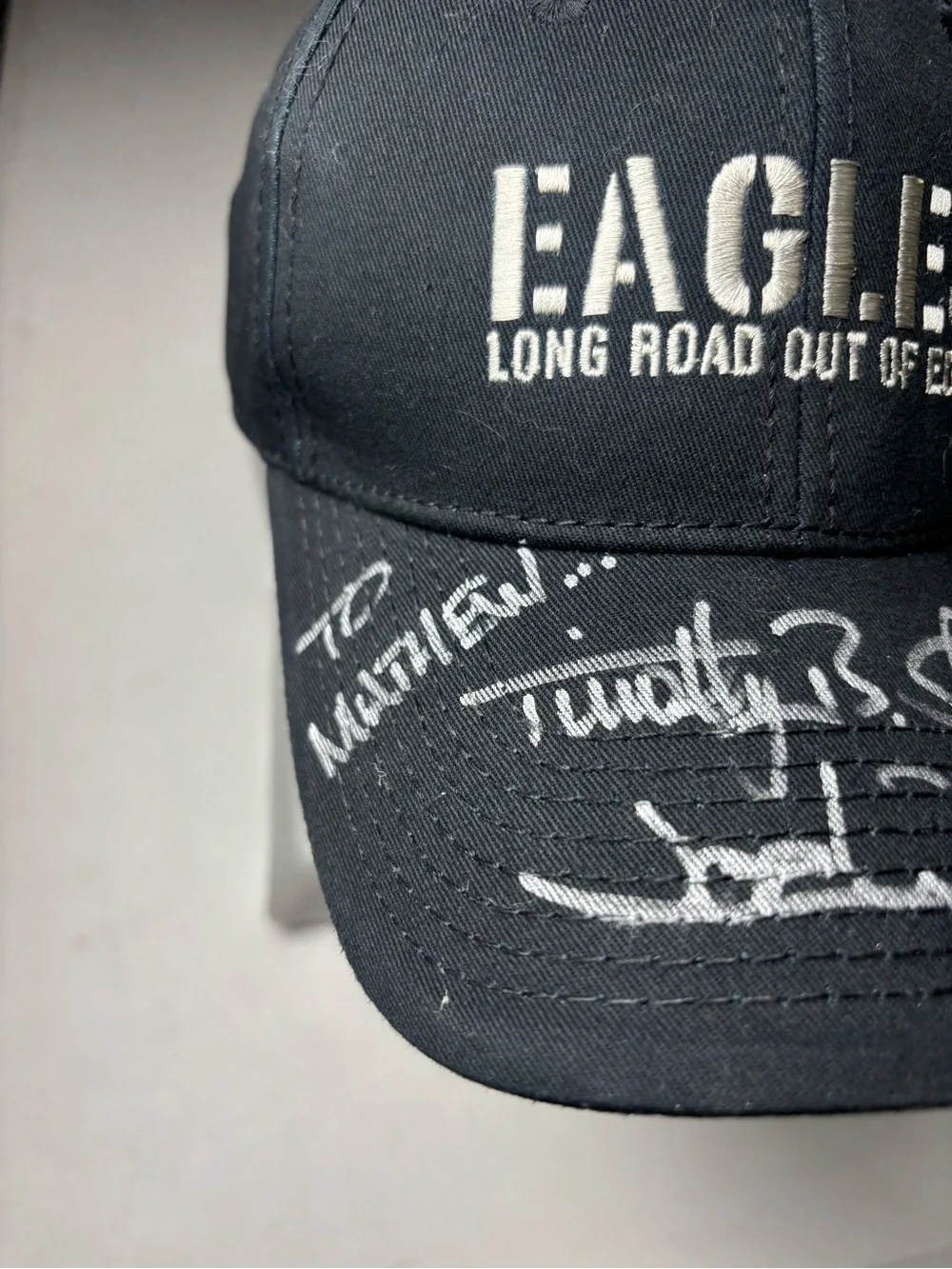 2008 Eagles Long Road Out of Eden black hat autograph Timothy B Schmit Joe Walsh
